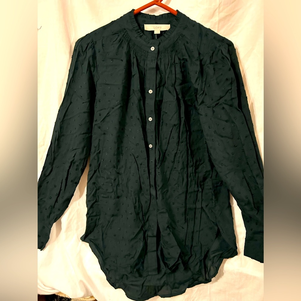 NWT Loft textured button down long sleeve shirt